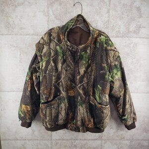 2 in 1 Camo Full Zip RealTree Remington Reversible Jacket Size L Zip Off Sleeves